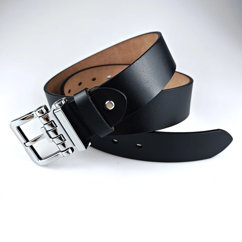 Nuevo 1.5" Cinturón Para Hombre Grano Completo Cuero Genuino Informal Vestido Jeans Cinturones de Rodeo Foto 3 de 4