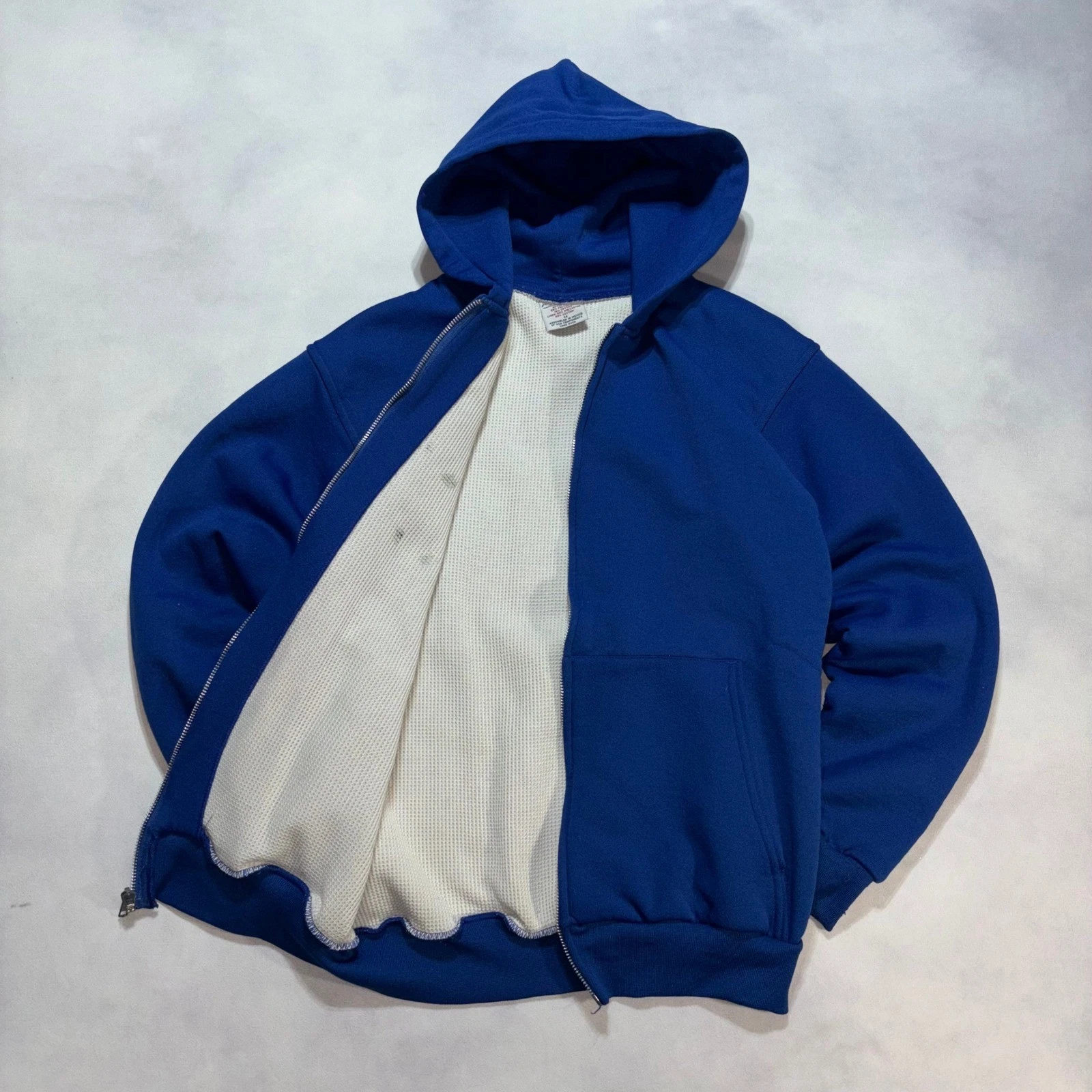 Vintage 90s Pluma Thermal Lined Full Zip Hoodie Men's M Blue Blank Sweatshirt
Opens in a new window