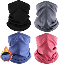 4 Pack Winter Neck Warmer, Neck Gaiter Ski for Men  Women, Soft Fleece Face Cov