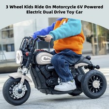 3 Wheel Kids Ride On Motorcycle 6V Powered Electric Dual Drive Toy Car Gray #