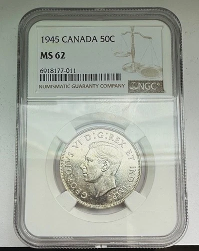 NGC MS62 Canada 50 Cents 1945 