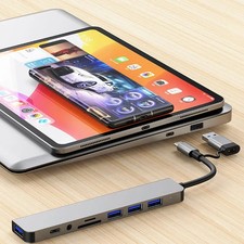 8 in 2 USB Type C HUB Docking Station with 3.5mm Audio Jack Adapter Micro SD Ca