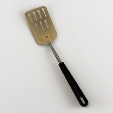 Vintage EKCO Keyhole Spatula Metal Turner Black Plastic Handle Made in USA MCM