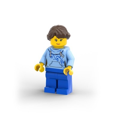 Ludo Blue, Bright Light Blue Hoodie and Braided Ponytail   LEGO  Minifigures / 