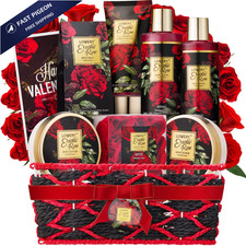 Valentine's Day Gift Basket for Her - Exotic Rose  Spa Bath  17 Piece Set