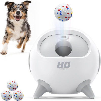 Automatic Ball Launcher for Dog with Obstacle Detection, 20Ft-80Ft Adjustable Di