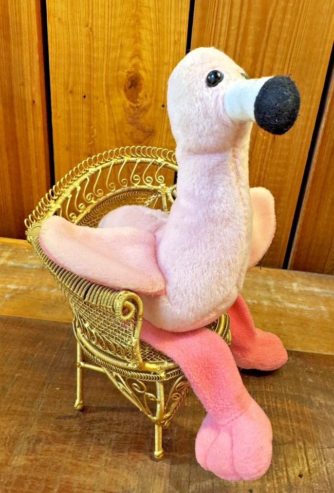 Silla de casa de muñecas vintage de metal dorado dorado de metal victoriano para vendedor Foto 2 de 4