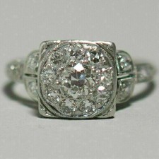 Art Deco 1.10 Ct White Diamond Vintage Wedding Ring 925 Sterling Silver