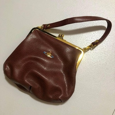 Vivienne Westwood Granny Frame Purse Brown Grain Leather Kiss Lock