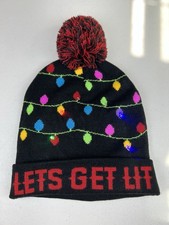 Cute LED Christmas Hat Light Up Christmas Knitted Beanie Holiday Hat Warm Cap
