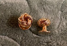 Set of two 2  7/16" Knots Gold Tone Vintage Formal Tuxedo Shirt Studs