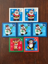 Mini Holiday Plastic Slide Puzzles 7 pc lot Santa Reindeer Snowman Penguin