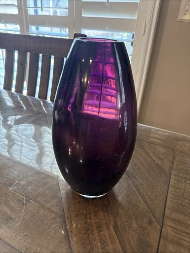 Vtg Mcm Purple Amethyst 11" Vase Art Glass Blenko