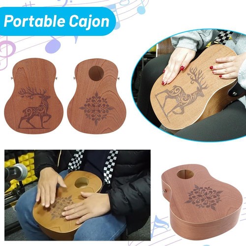 Cajon Drum Compact Portable Travel Box Drum Ebony Wood Flat Hand Cajon Drum - Picture 8 of 10