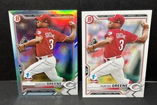 2021 Bowman First Edition Hunter Greene Sky Blue Foil And Base #BFE-127