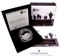 2016 Silver Proof &pound;5 Five Pound 100th Anniversary of the Somme Coin BOX + COA