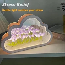 DIY LED Night Light Cloud Tulip Lamp Flower Table Light Home Mirror Decoration