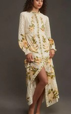 Farm Rio Long Sleeve Eyelet Midi Dress NWT Sz XS