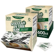 Organic Stevia In The Raw Zero Calorie Sweetener Packets 600 Count
