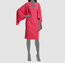 564 Rickie Freeman by Teri Jon Women's Pink High Neck Cape Sleeve Dress Size 6