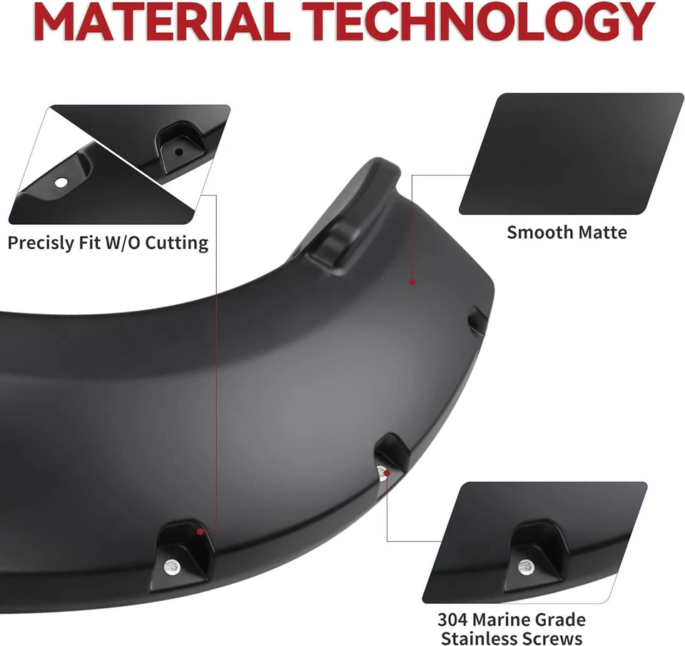 Fender Flares for 2007-2013 Toyota Tundra Pocket Rivet Style Bolt Wheel Cover - Imagem 3 de 4