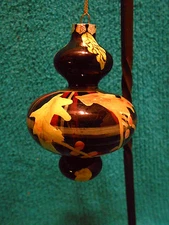VTG Hanging Art Pottery Ornament  Clay Ceramic Handpainted Fall Flowers Leaves 