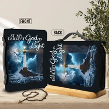 Jesus Christian Lighthouse Storm Bible Cover At My Darkest God Is My Light Cover