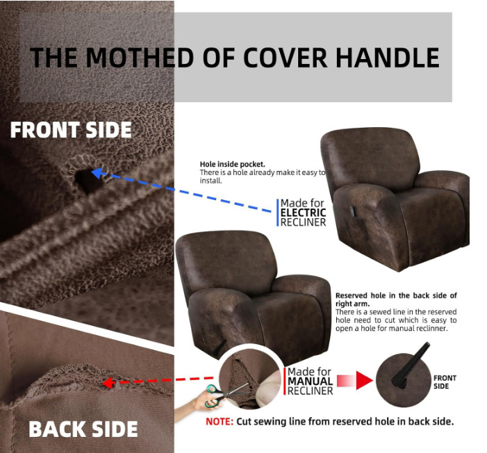 Leather Like Recliner Chair Covers Heavy Duty - Dark Brown (Slipcovers)