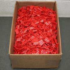 (1000) Tydenbrooks Padlock Seals 6320000-1, 2" x 15/16", Red Polypropylene