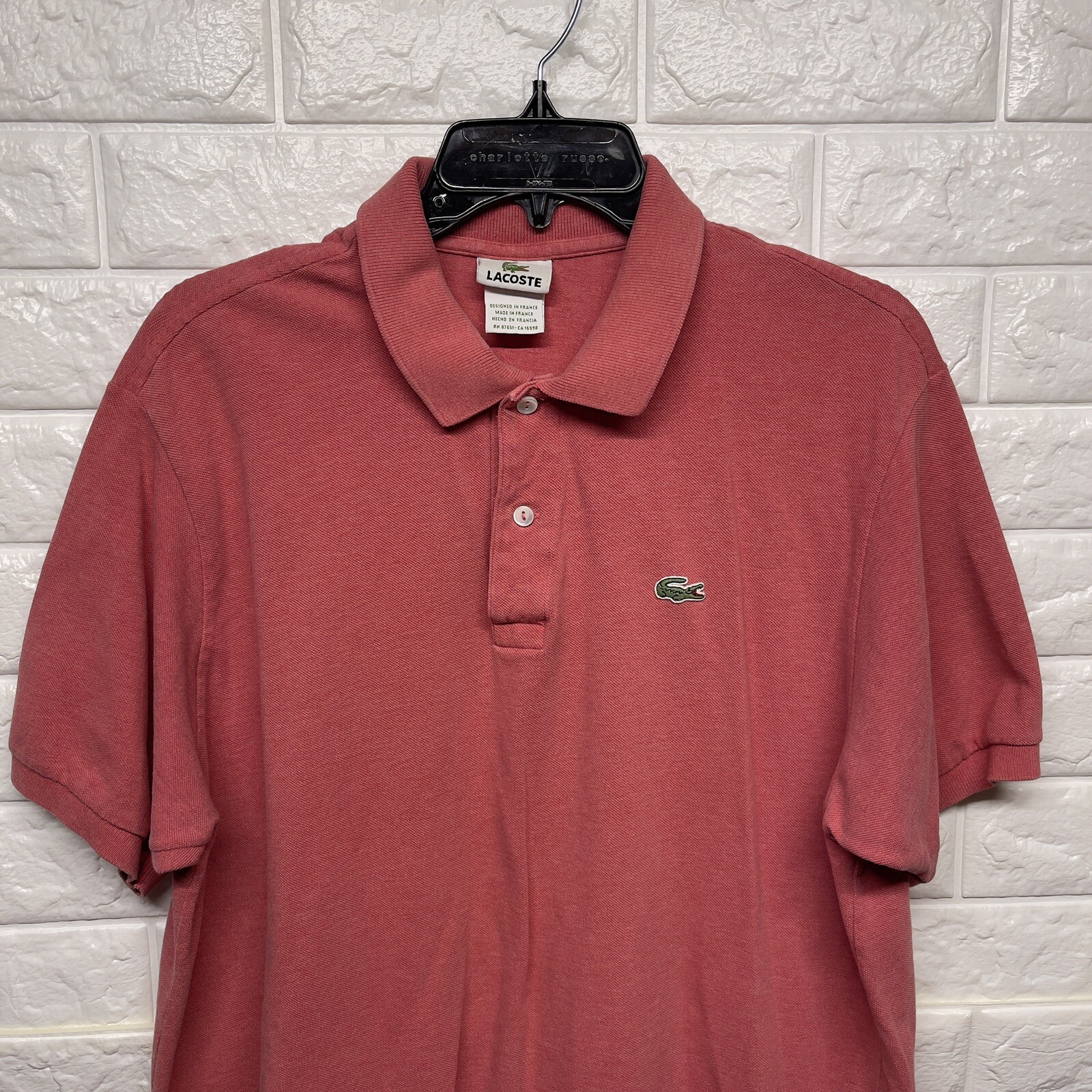 Vintage Lacoste Authentic Polo Shirt Pink EU Size 7 Made in France Men L-XL EUC
