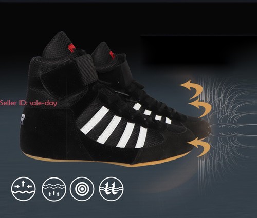 Botas de Lucha Boxeo MMA Atlético Gimnasio Entrenamiento Top Alto Zapatos de Boxeo Entrenadores - Imagen 7 de 15