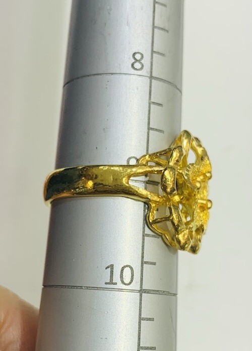 24K Solid Yellow Gold Cluster Flower Ring 8.90GM /9Sized | eBay