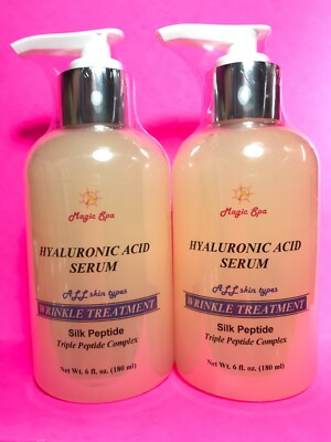 2*6oz HYALURONIC ACID Serum Silk Peptide Matrixyl 3000 Wrinkles Plumps Antiaging