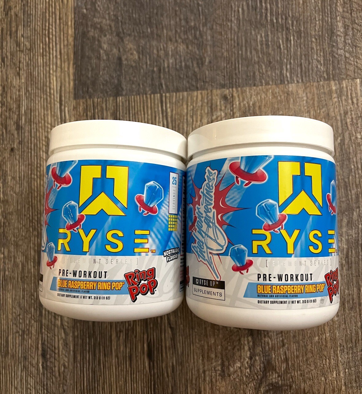 TWO RYSE PreWorkout Powder Blue Raspberry Ring Pop FREE SHIPPING EXP 5