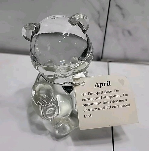 Vintage Fenton Birthday Bear APRIL Heart Figurine W Original Tags#51