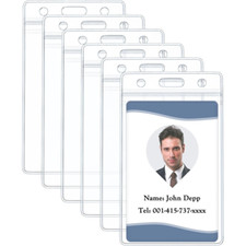 6 Pack Vertical ID Card Badge Holder Waterproof Clear Card Sleeve Case Cover