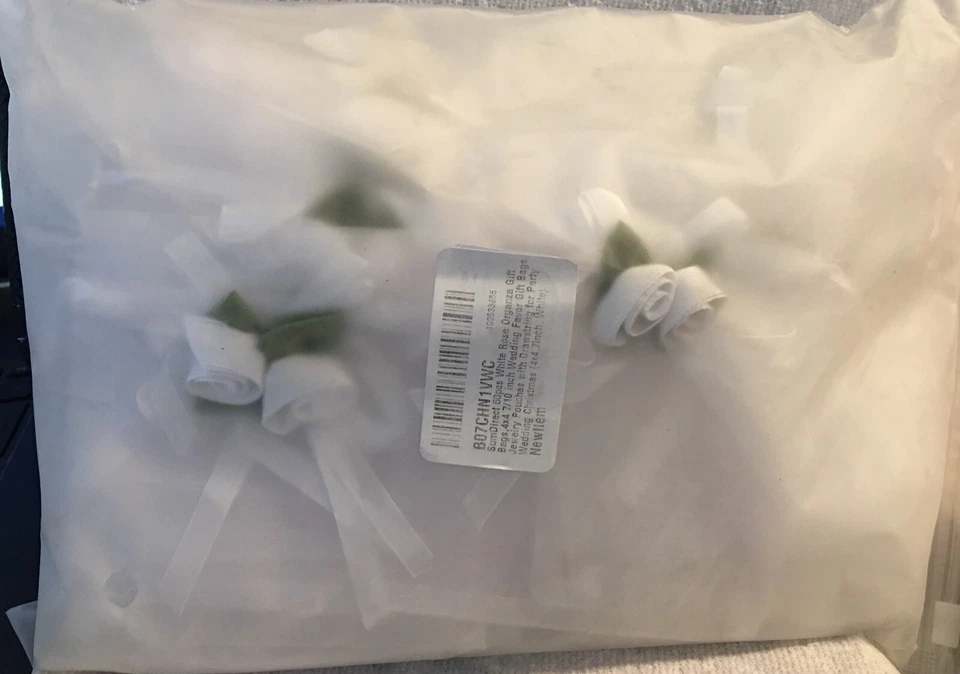 Bolsas de regalo de organza rosa blanca para fiestas de boda 50 piezas 4x4 7/10 pulgadas Foto 2 de 2