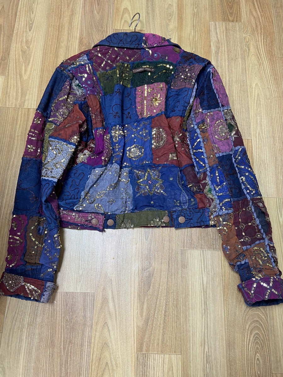 M Jean paul gaultier ss99 Sequin patchwork silk denim jacket | eBay