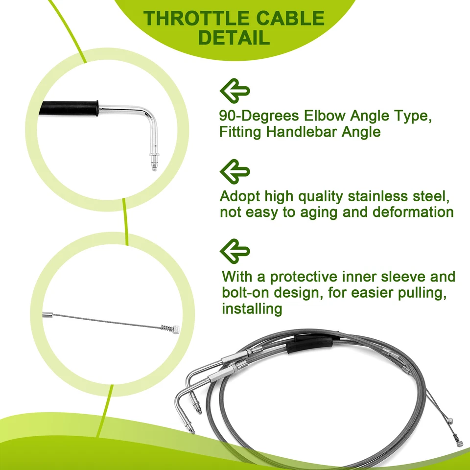 Cables de acelerador y ralentí de manillar de 10"-12" para Harley Dyna Super Glide 1999-2017 Foto 4 de 4