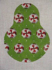 Kelly Clark Handpainted Needlepoint Canvas Peppermints on Anjou Pear KIT  Guide