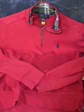 Ralph Lauren Polo Boys Red Long Sleeve Shirt 1/4 Zip Pullover Size L 10/12