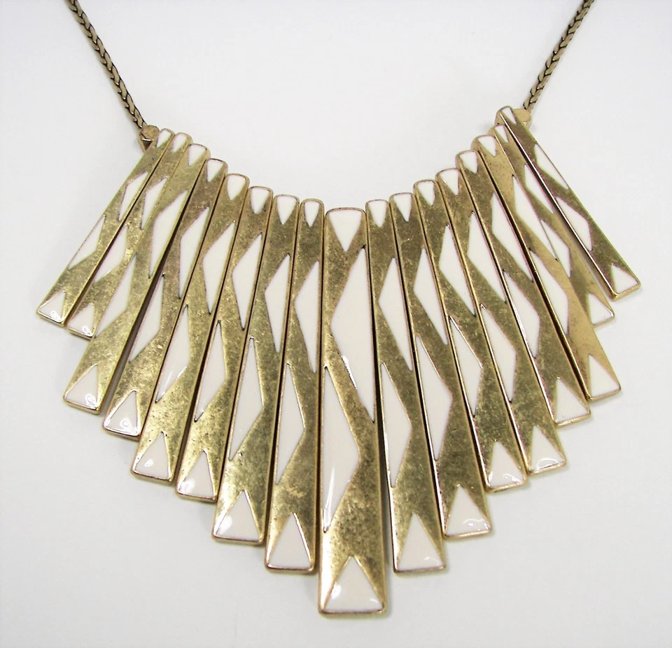 Lucky Brand 桨式项链白色珐琅金色可调节滑动链 — 第 4/4 张图片