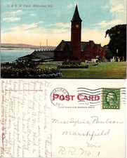 C and NW Depot Milwaukee WI Postcard