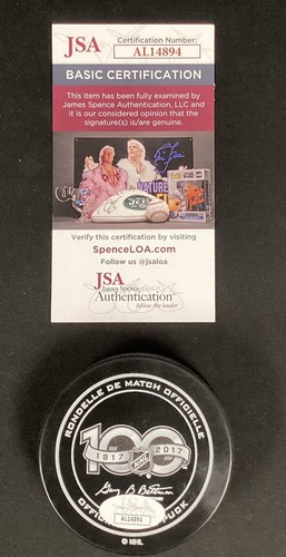 Scott Niedermayer Signed Puck 100th Anniversary Hockey Autograph JSA HOF 13 Duck - Picture 2 of 2