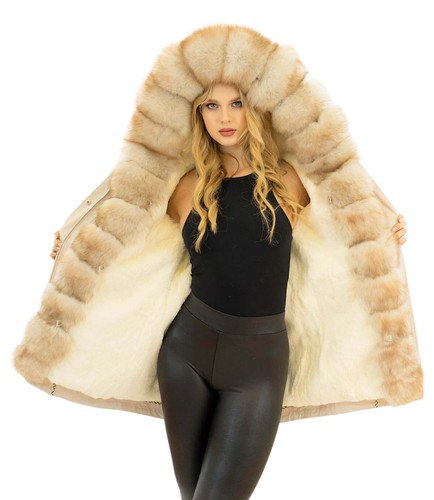 Winterjacke Wintermantel Pelzjacke Winter Parka mit Pelz Fell Echtfell Echtpelz - Bild 2 von 15