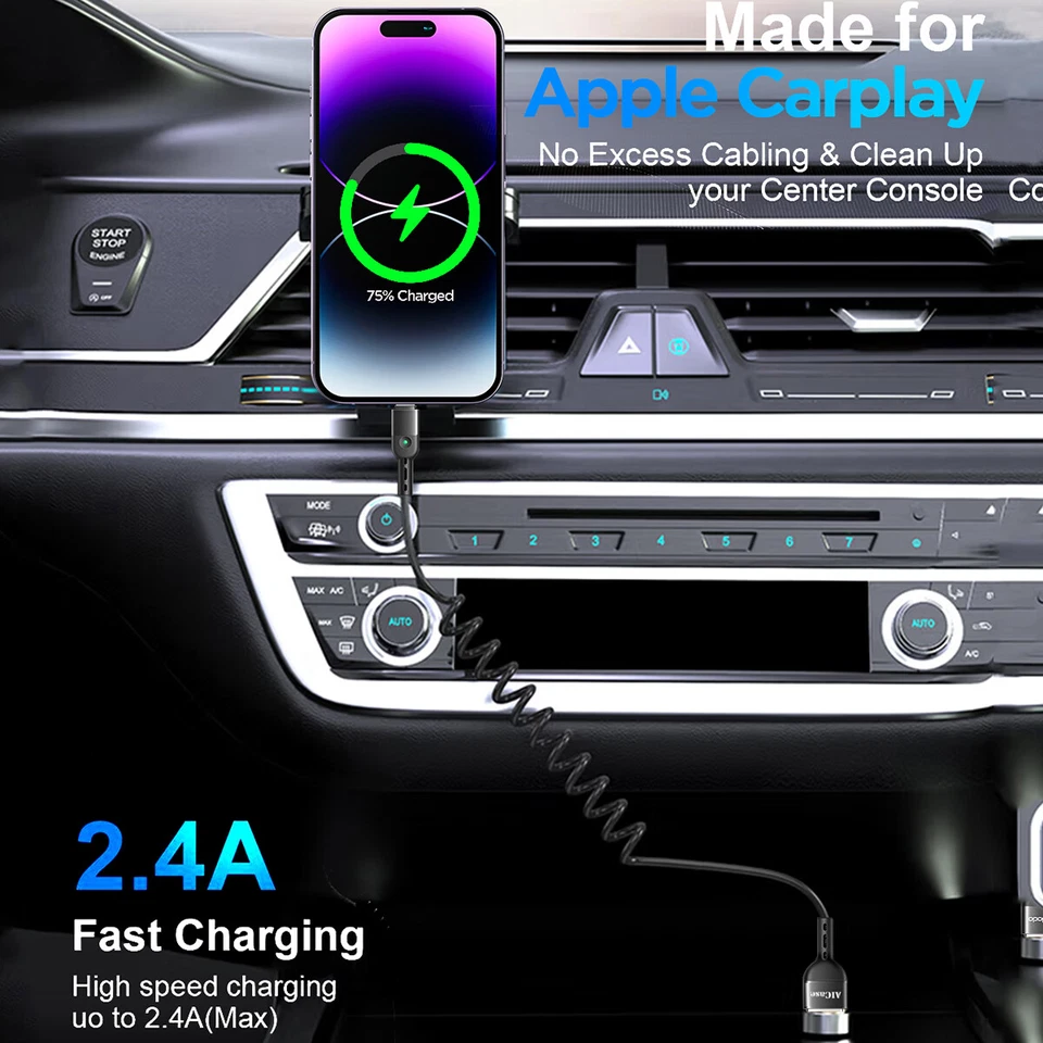 线圈 LED 快速充电数据线充电器 适用于 iPhone 14 13 12 11 Pro XS Max SE — 第 3/4 张图片