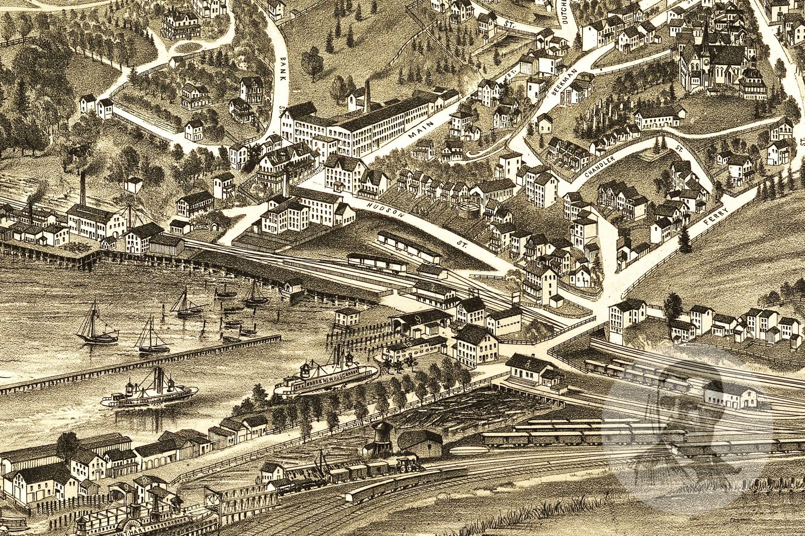 Old Map of Fishkill, NY from 1886 Vintage New York Art, Historic