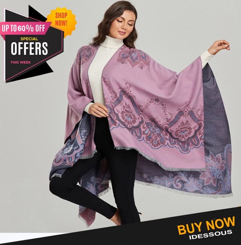 PONCHO MUJER rosa morado invierno grueso cálido capa capa capa capa capa abrigo otoño