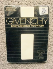 Vtg Givenchy Body Gleamer Pantyhose Ultra Sheer Control Top Lemon Mousse Sz TRIM