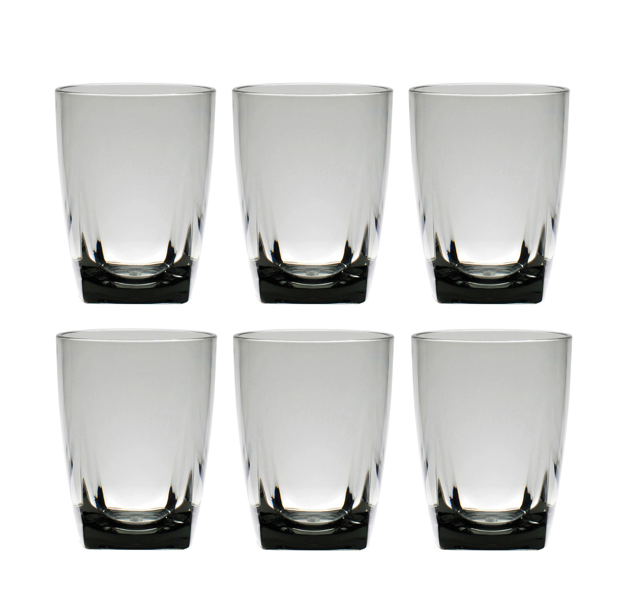 QG 16 oz Clear Smoke Grey Acrylic Plastic Cup with Square Base Tumbler Set of 6